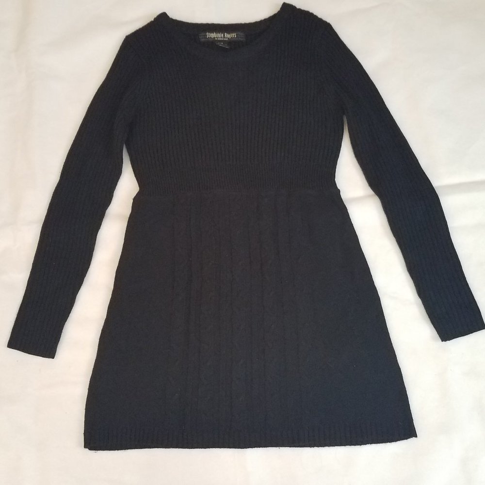 Black cable knit sweater dress M